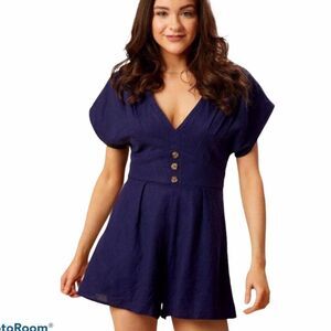 Altar'd state linem blend v neck Romper pleated S